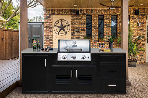 Rock Run Cabinetry Grill Cabinet Glossy Black Texture Patio